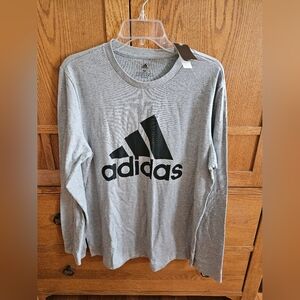 Adidas Gray Long Sleeve Crew with Black Logo